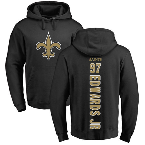 Men New Orleans Saints Black Mario Edwards Jr Backer NFL Football #97 Pullover Hoodie Sweatshirts->new orleans saints->NFL Jersey